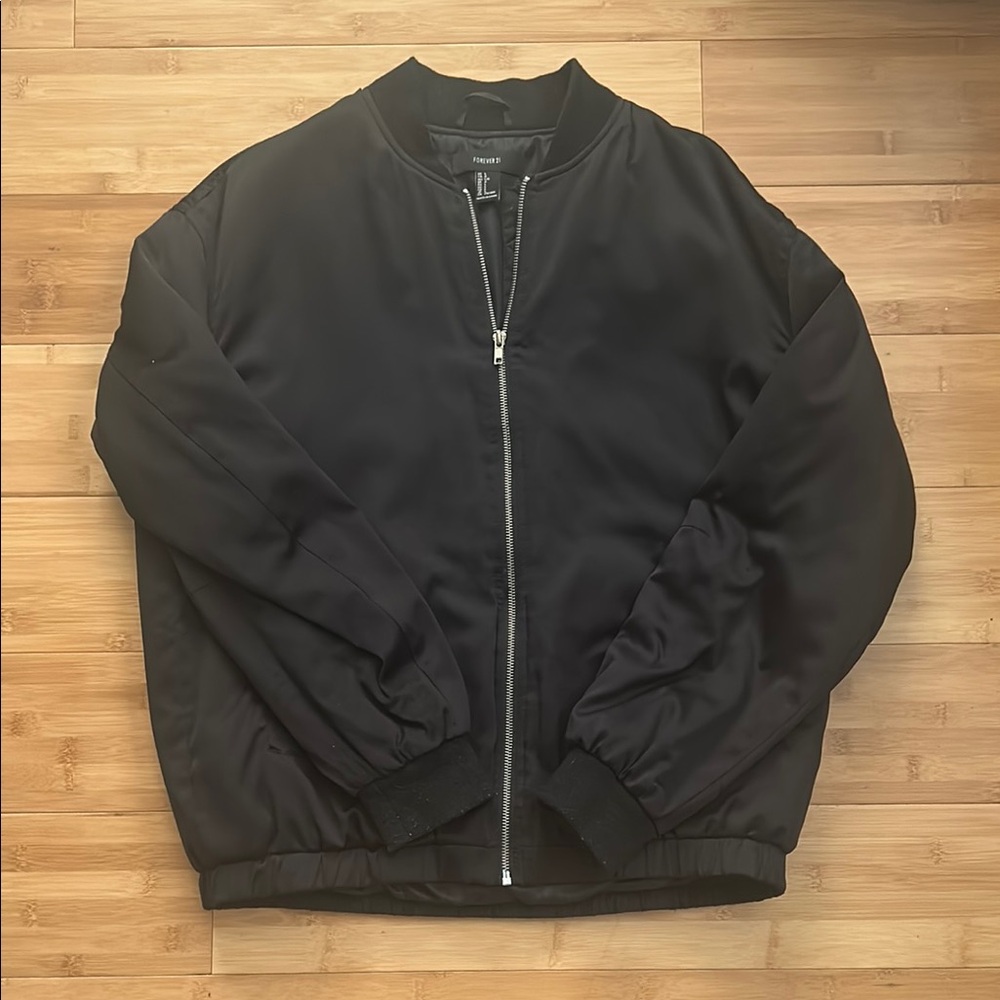 Theory Black Bomber Jacket with Ribbed Details
